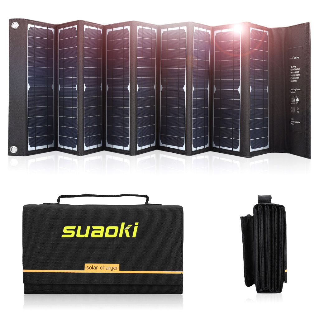 60W 태양 전지 패널 충전기 야외 태양 조명에 대 한 높은 효율 18V DC 및 5V USB 출력 휴대용 접이식 충전기